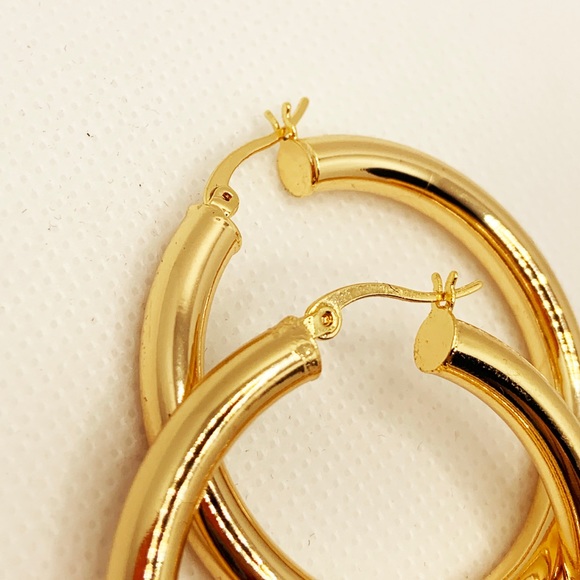 She Thick gold plated chunky hoops A large pair - Picture 4 of 8